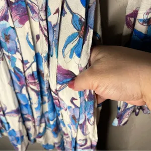 Free People Teagan Floral Blue Purple Boho‎ Double V Cutout Mini Dress thumbnail 11