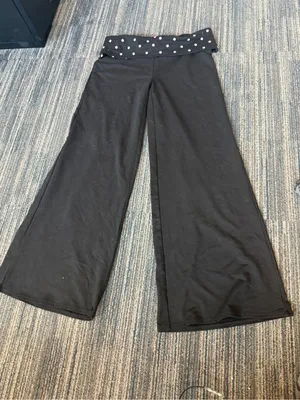 Edikted Foldover Flare Leggings Black Polka Dot Waistband Size L thumbnail 2