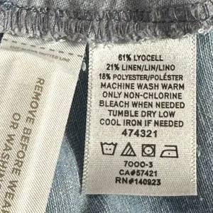 LOFT Petites Chambray Romper 6P Strappy Crisscross Linen Blend thumbnail 3
