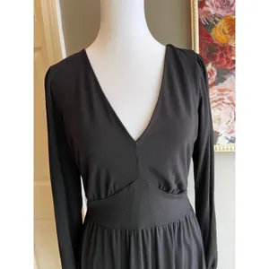 Loft Women's Black Dress Cotton Blend Long Sleeve Size 6 Minimalist Chic thumbnail 2