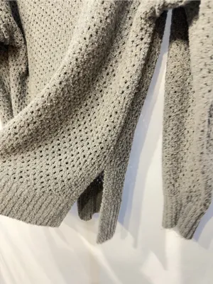Aerie Open Weave Oversized V-Neck Sweater Gray Size Medium thumbnail 5