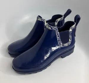 Sakroots Rain Boots Women 7 Navy Blue Excellent Rhythms Chelsea Ankle Rubber thumbnail 1