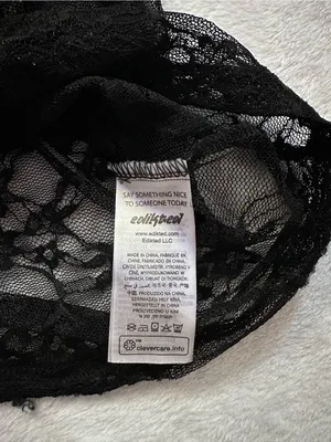 Edikted Gianna Sheer Lace Tank Top Black Size Small Floral Spaghetti Strap thumbnail 8