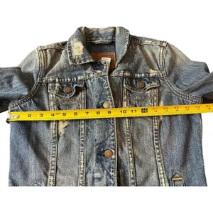 Abercrombie & Fitch Denim Highly Distressed Grunge Y2K Look Jacket Sz S thumbnail 9