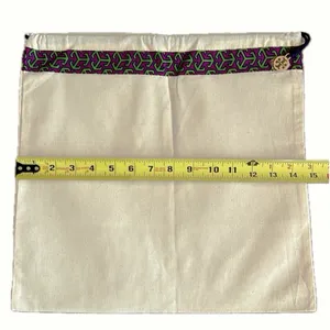 NEW Tory Burch Canvas Drawstring Dust Bag Storage Travel Gold Logo Charm Pull thumbnail 3