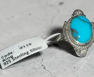 925 Sterling Silver Mexican Turquoise Ring size 9 Blue thumbnail 1