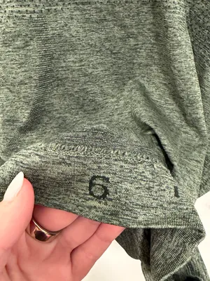 Lululemon Swiftly Tech Long Sleeve Shirt Green Heather Womens Size 6‎ Thumbholes thumbnail 2