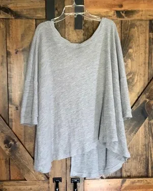 Free people grey waffle knit oversized top! thumbnail 1