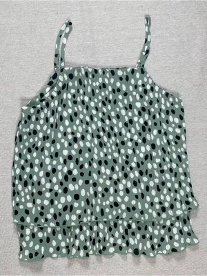 Ann Taylor | Green Dalmation Print Pleated Tank | Small thumbnail 1