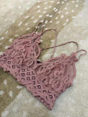 Free People Adella Lace Bralette Dusty Rose Rosewood Mauve women’s size medium thumbnail 3