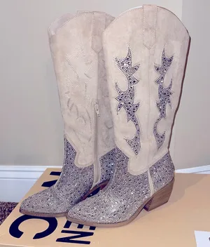 Madden Girl Glittery Tall Western Boots Super Bling! Size 6-7-10–11…Yes those four sizes!!! thumbnail 1