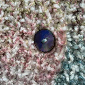 Vintage‎ Pastel Ombre Hand Knit Cardigan Chunky Cropped Sweater Rainbow Cozy thumbnail 7