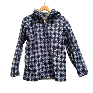Duluth‎ Trading Co Women's Blue Geometric Hooded Grabreaker Rain Jacket Size XS thumbnail 1