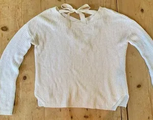 GARAGE Size XS/TP White Crop Knit Sweater thumbnail 1