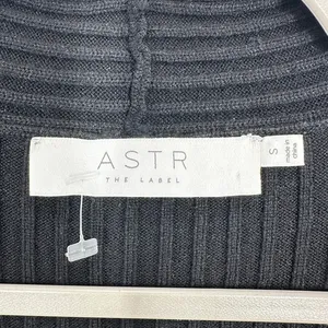ASTR The Label Black Ribbed Knit‎ Deep V Neck Plunge Midi Dress Size S Bodycon thumbnail 4