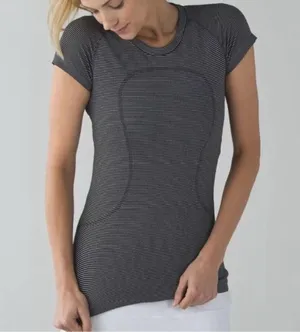 LULULEMON Swiftly Tech Short Sleeve Crew T-Shirt 6 Hyper Stripe Black Like New thumbnail 2