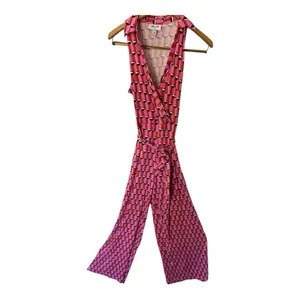 DVF Target Diane Von Furstenberg‎ Pink Geo Print Jumpsuit Size Small thumbnail 5