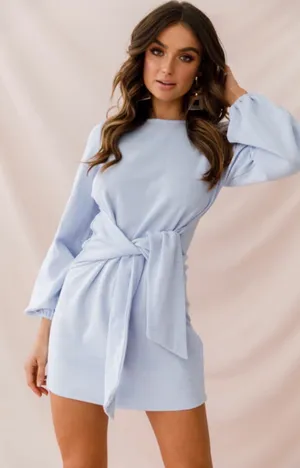 Selfie Leslie Rapt Waist Tie Bishop Sleeve Dress thumbnail 1