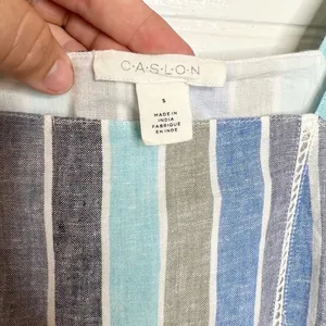 Caslon Women's Sleeveless Striped Maxi Dress Blue Size S Linen Blend thumbnail 6