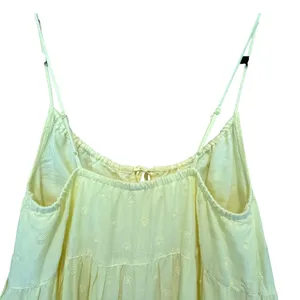 Old Navy Tiered Floral Embroidered Maxi‎ Tank Dress Medium Butter Yellow Granola Fairy thumbnail 8