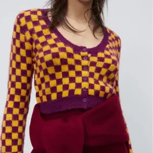 NWT Zara Wool Blend Plaid Knit Cardigan Jacket Size Small thumbnail 3