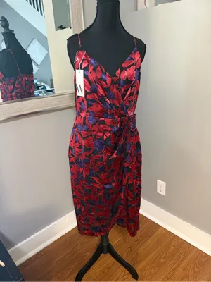 NWT Worthington burnout floral print faux wrap whimsy-goth tank dress size med thumbnail 2