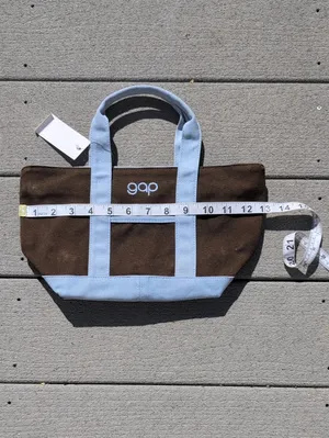 NWT GAP Brown Canvas Mini Tote | Gap Zipper Top Mini Canvas Tote thumbnail 11