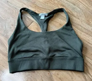 Forever 21 Olive Ribbed Sports Bra thumbnail 1