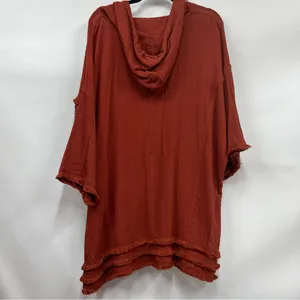 NWT Free People mauve Rust Hooded Poncho with Tassels 100% cotton oversized thumbnail 11