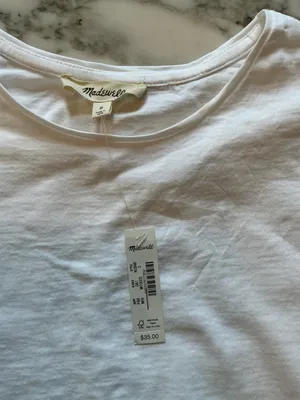 NWT Madewell Womens Essential Slim Tee Short Sleeve Lightweight Cotton White S thumbnail 7