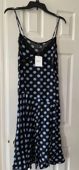 Forever 21 Blue/Black Midi Dress thumbnail 1
