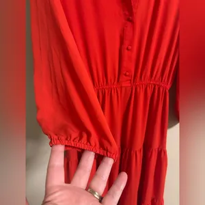 Nanette Lepore Button Front Long Sleeve Tiered Sheer Shirt Dress Size 4 thumbnail 3