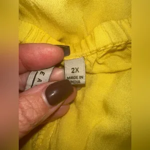 FEATHER Yellow Boho Embroidered Tiered Maxi Dress Plus 2X Coastal Summer Rayon thumbnail 10