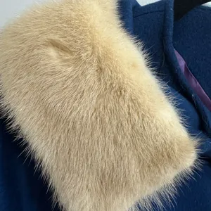 Vintage Kilgarnock Blue Wool Coat Genuine Fur Collar Mid Century‎ thumbnail 4