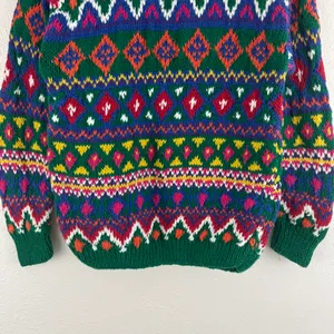 Vintage 90’s Coogi Vibes Multicolor Pattern Stripe Hand Knit Grandpa Sweater thumbnail 3