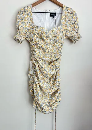 Bardot Dress Cindy Sweetheart Neck Yellow Floral XS 4 thumbnail 4