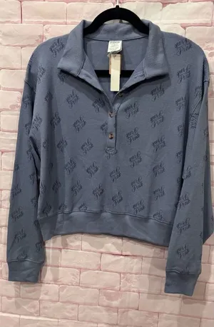Victorias Secret Pink blue‎ long sleeve pijama top size large thumbnail 1