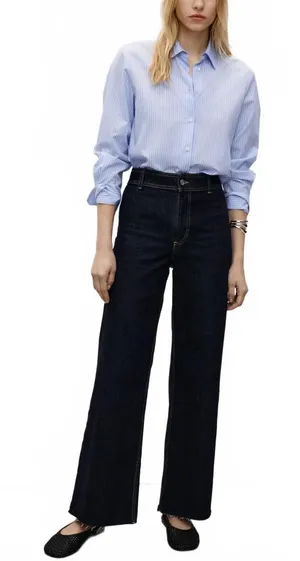 Mango Catherin Rinse-Wash Culotte Jeans NWT Open Blue Size 4 (EUR 36) thumbnail 1
