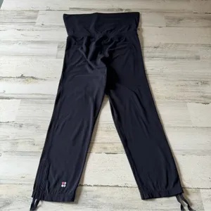 🍁 Sweaty Betty Maternity Cropped Leggings Ruched Ankle‎ Tight Black Small thumbnail 2
