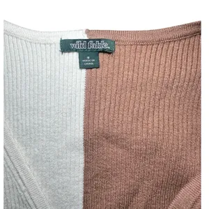 Wild Fable Color Block Crop Cardigan Soft Rib Knit Coquette Sweater S Cream thumbnail 7