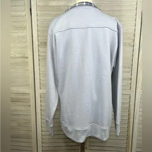 CUFFY'S OF CAPE COD 1/4 Zip Sweatshirt Periwinkle Blue/Plaid-Large thumbnail 3