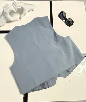 ZARA Light Blue Tailored Suit Vest Top 🩵 Size L thumbnail 4