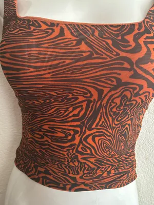 Free People Rust Zebra-Print Ruffle Strap Square Neck Crop Top S thumbnail 6