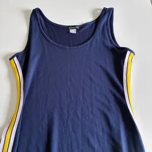 Venus Navy Blue Sporty Side Stripe Sleeveless Maxi Tank Dress Large thumbnail 3