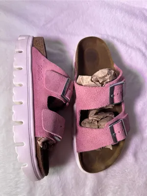 Papillio Pink Suede Double-Buckle Slide Sandals thumbnail 6