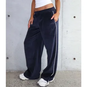White Fox Velour Track Pants Soul Fire Size S Navy Blue White thumbnail 6