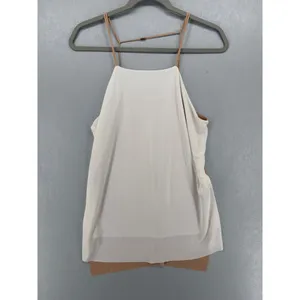 Zara Camisole Women L Tan Cream Layered Spaghetti Strap T-Back High Low Top thumbnail 2