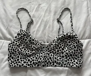 Michael Kors Womens Size Small White Black Polka Dot Swimsuit‎ Bikini Top Wired thumbnail 1