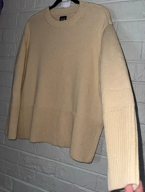 GAP Women's Knit Cotton Sweater Pull over Long Sleeve Taupe Sz M ✨ thumbnail 5