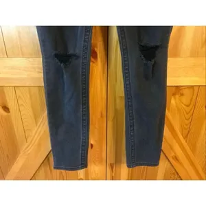 Seven7 Jeans Womens 8 Black Distressed Tummyless High Rise Skinny Stretch (5849) thumbnail 2